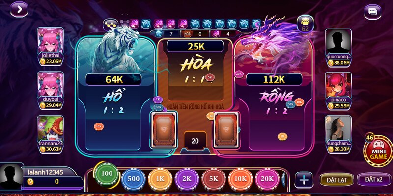 Rồng Hổ 2 LuckyWin – Game Bom Tấn Dễ Chơi Dễ Thắng giao dien game rong ho 2