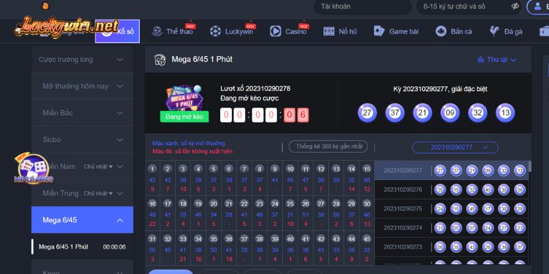 Xổ Số Lô Đề Luckywin: Nơi Hội Tụ Của Các Chuyên Gia Xổ số Mega 6/45 tại Luckywin quay thưởng 1 phút /lần