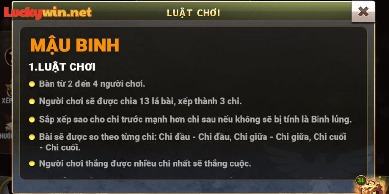 Mậu Binh Luckywin| Tham Gia Giải Trí Hàng Ngày Nhận Ngay Thưởng Lớn Cách chơi Mậu Binh Luckywin chi tiết