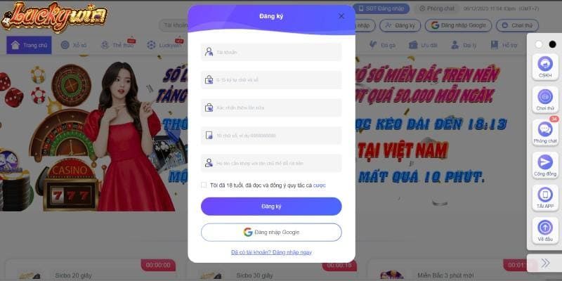 Luckywin - Hướng Dẫn Đăng Ký Luckywin Nhanh Chóng Nhất Điền thông tin vào mẫu đăng ký luckywin
